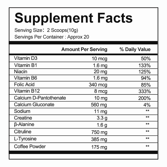 Supliment de pre-antrenament OEM/ODM Pudră de monohidrat de creatină Creștere musculară Nutriție Energie Pudră de pre-antrenament