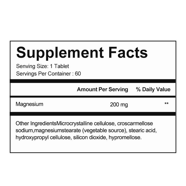Magnesiumglisinaat-tablette, hoogs opneembare magnesium, gebruik vir slaap, spierverslapping en stresverligting