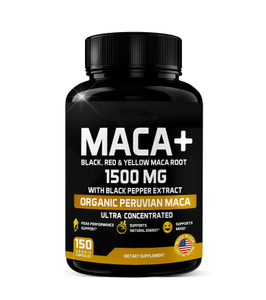 ผงราก Maca อินทรีย์ 1500 มก. แคปซูลอาหารเสริมสมุนไพรเปรูสีแดงและสีเหลืองสำหรับผู้ใหญ่ไม่เหมาะสำหรับเด็ก