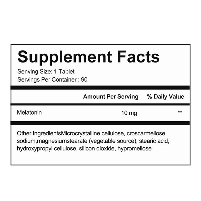 Melatonien vinnig oplossende tablette, ondersteun slaap, kan help om jetlag te verlig, ontspan, vinnig oplossende sublinguale tablette