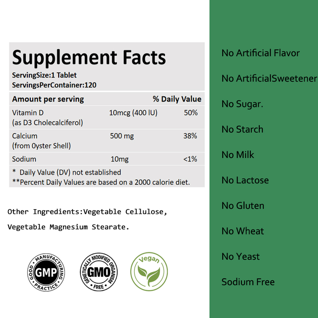 Kalsium Vitamien D3 Tablet vir Beengesondheid Aanvulling